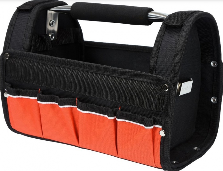 Сумка-чемодан для инструмента с открытым верхом и металлической ручкой 12